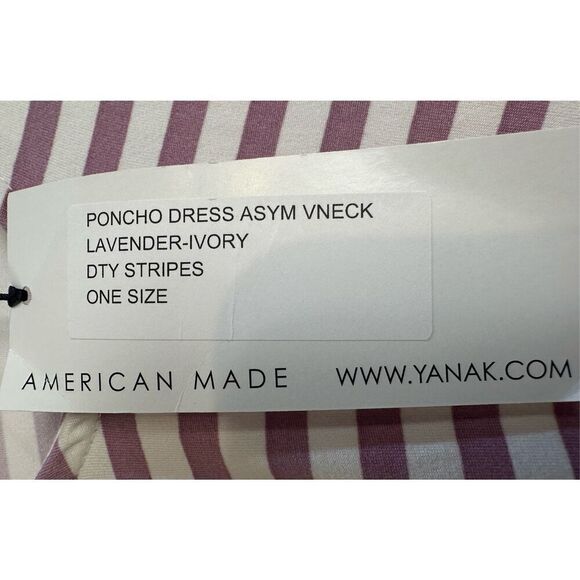 Yana K NWT size One Size asymmetrical V neck top - purple white poncho style - Picture 6 of 9